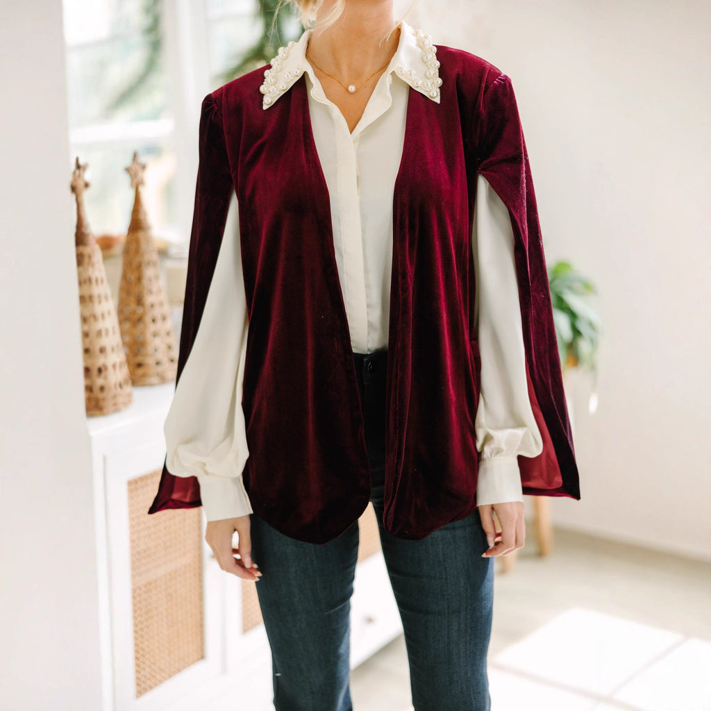 Damen elegante Cape-Jacke aus Samt Sovae