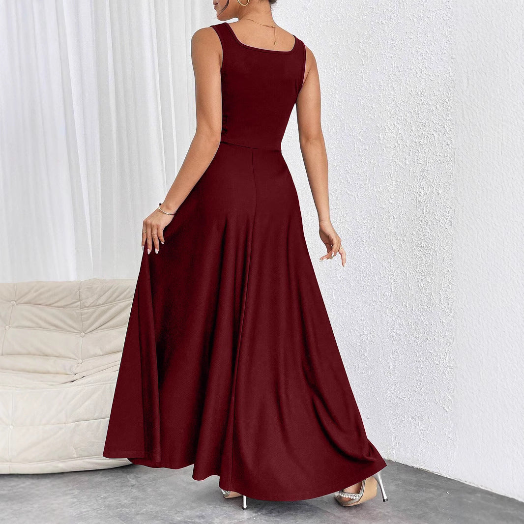 Damen Maxikleid mit weichem Schnitt und quadratischem Ausschnitt Sovae