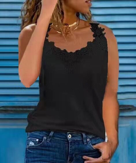 Damen Spitzen-Top mit floralen Akzenten Sovae