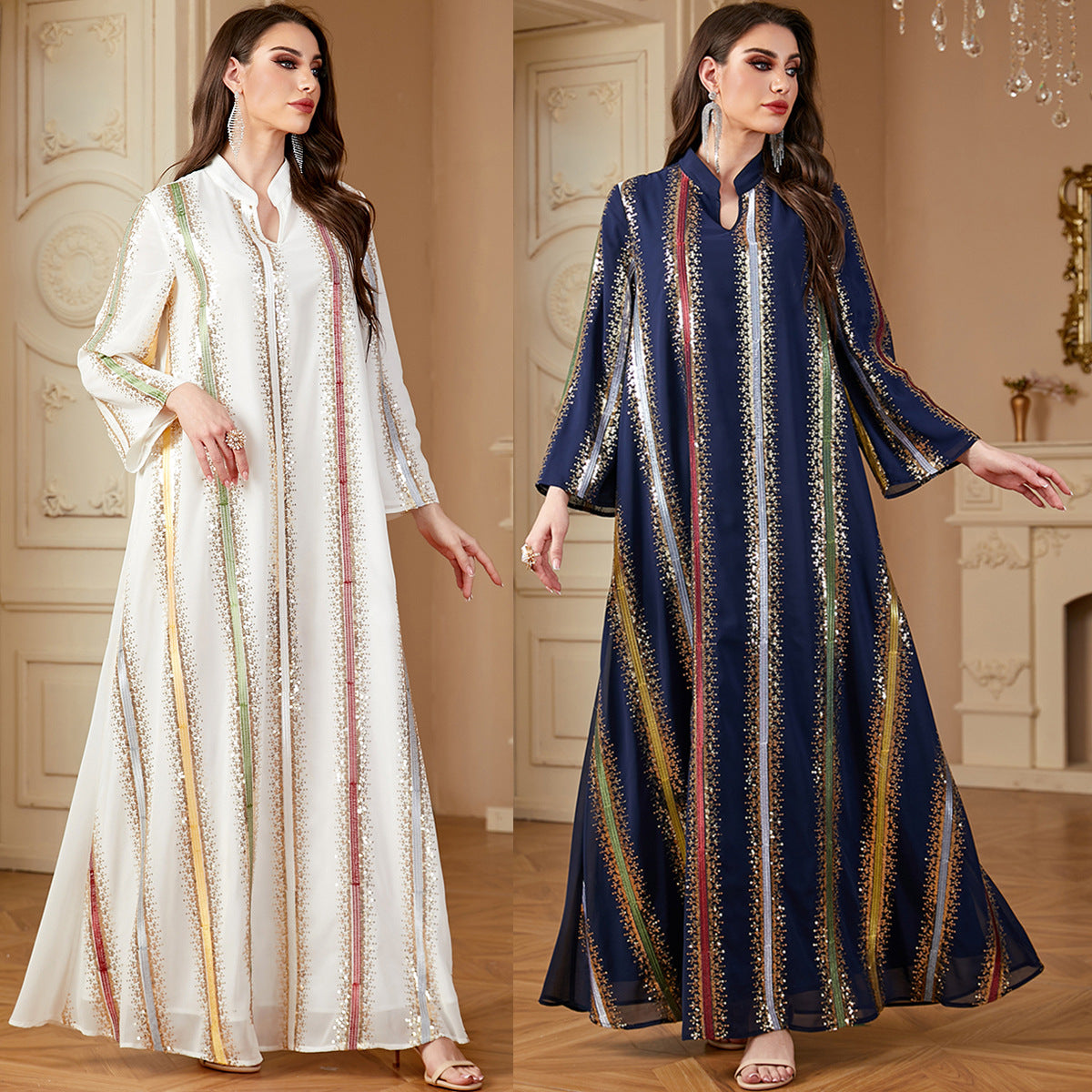 Damen Elegantes Maxikleid mit schimmernden Verzierungen Sovae