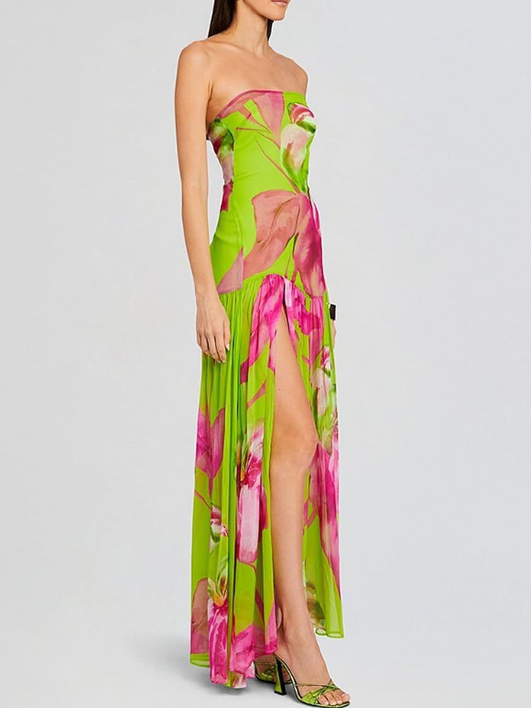 Damen Langarm Maxikleid mit raffiniertem Animal-Print Sovae