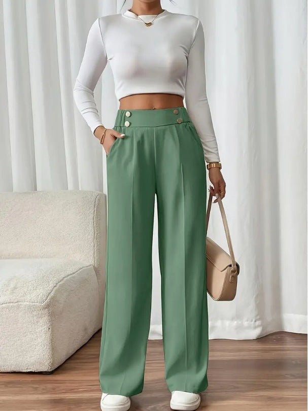 Damen Hochbundhose mit eleganter Knopfdetails Sovae
