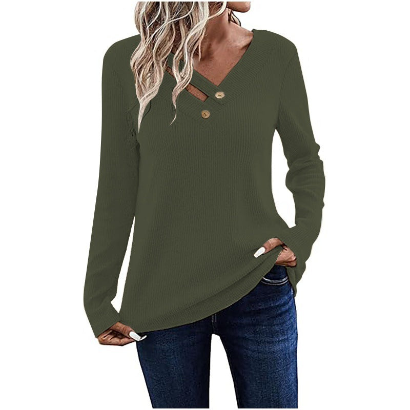Damen Langarmshirt mit Knopfdetails Sovae