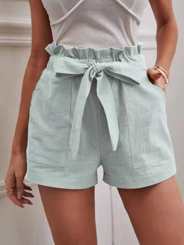 Damen Tailored Shorts mit Krawatte und praktischen Taschen Sovae