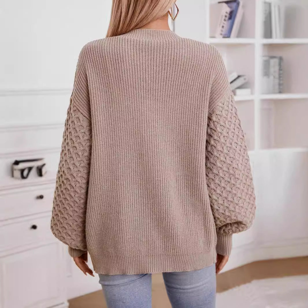 Damen Strickjacke mit strukturiertem Ärmel und Knopfdetails Sovae