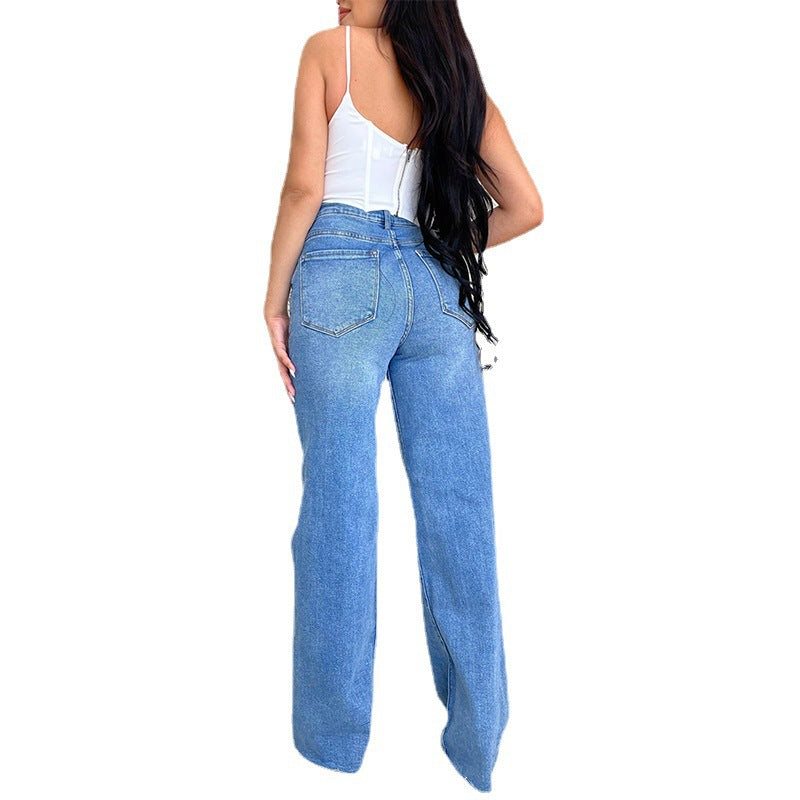 Damen Trendige Bootcut Jeans Sovae