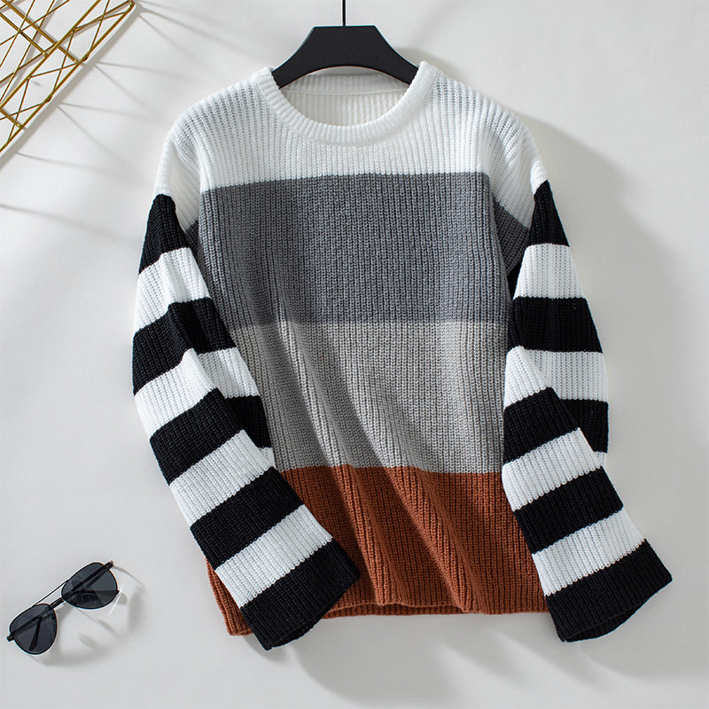 Damen modischer Pullover mit lässigem Streifenmuster und weitem Schnitt Sovae