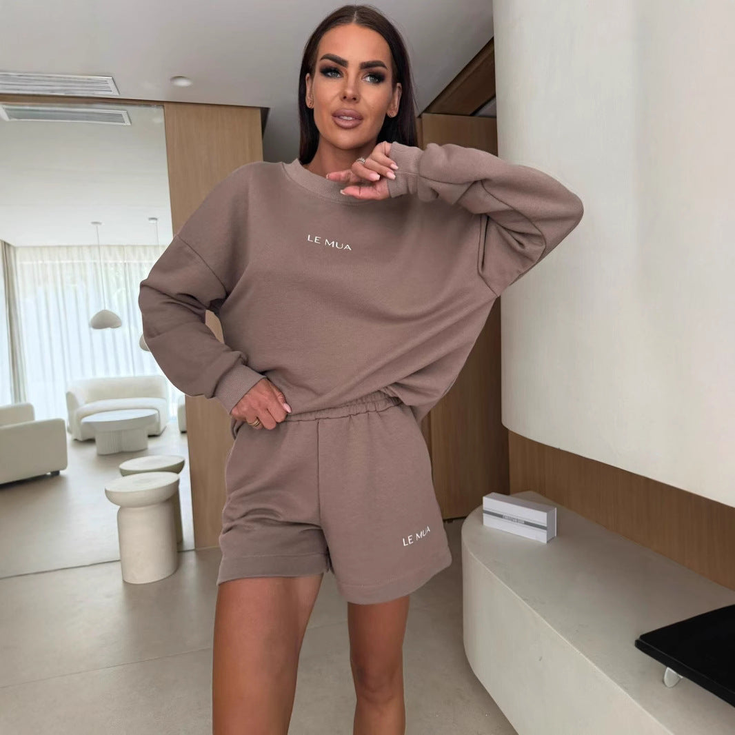 Damen Freizeit-Doppelset mit komfortablem Sweatshirt und Shorts Sovae