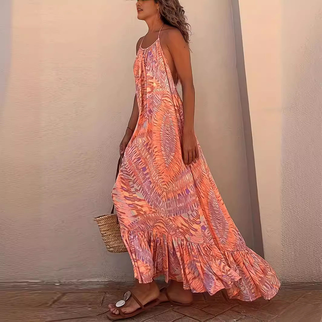 Damen Maxi Sommerkleid mit Rüschen Sovae