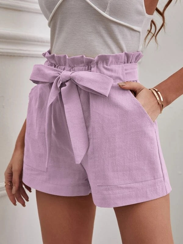 Damen Tailored Shorts mit Krawatte und praktischen Taschen Sovae