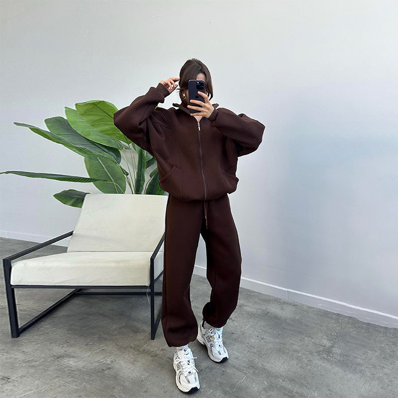 Damen lässiger Zweiteiler mit oversized Hoodie und Jogginghose Sovae