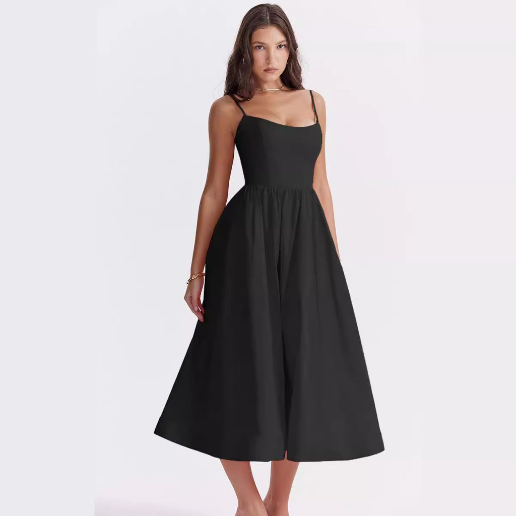 Damen Maxikleid mit floralem A-Linien-Schnitt und zarten Spaghettiträgern Sovae