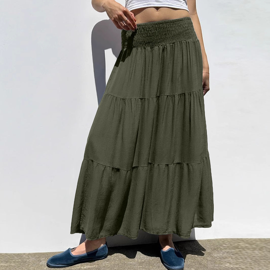 Damen Maxi-Rock mit voluminösem Schnitt und elastischem Bund Sovae