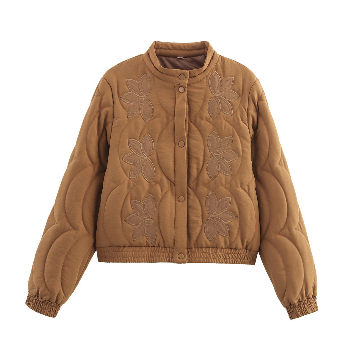 Damen Steppjacke mit floralem Design und elastischen Ärmeln Sovae