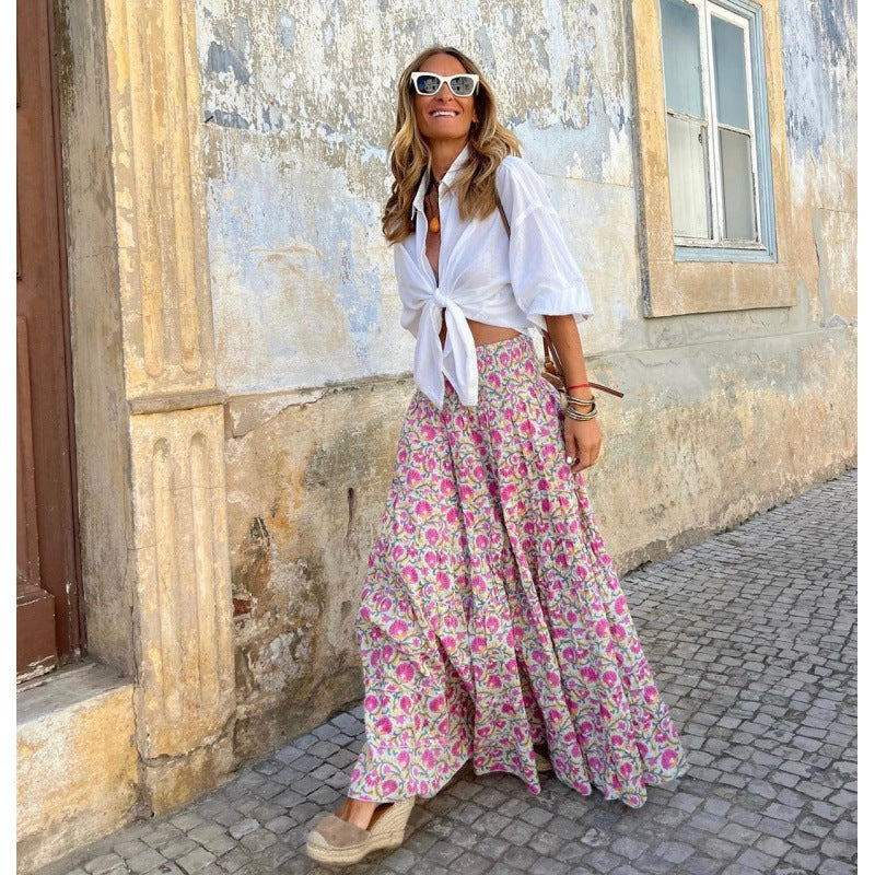 Damen Maxi-Rock mit floralem Muster Sovae