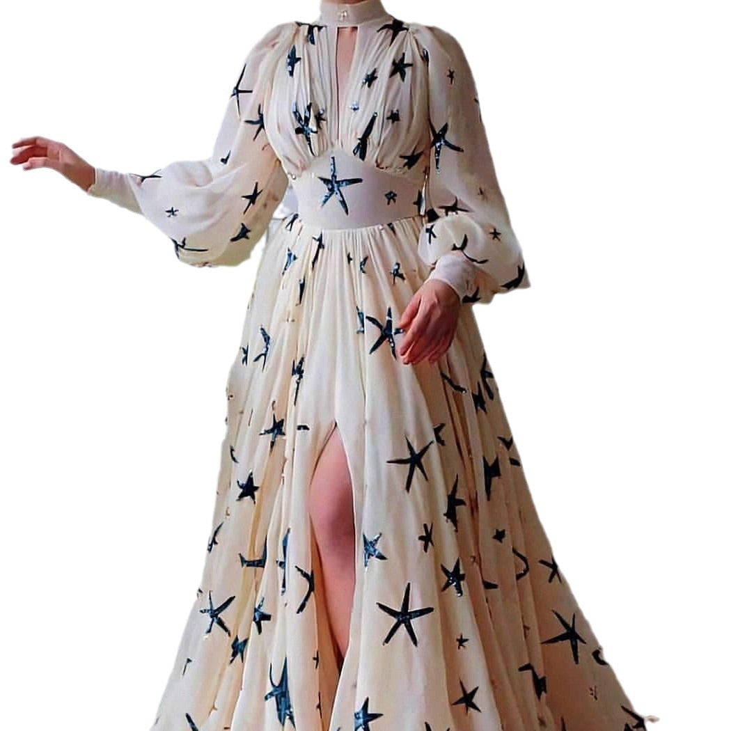 Damen Elegantes Maxikleid mit funkelnden Applikationen Sovae