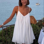 Damen Spaghetti-Träger Bluse mit elegantem V-Ausschnitt Sovae