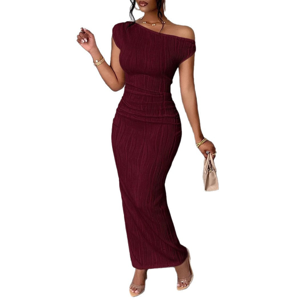 Damen elegantes Maxikleid mit asymmetrischem Schnitt Sovae