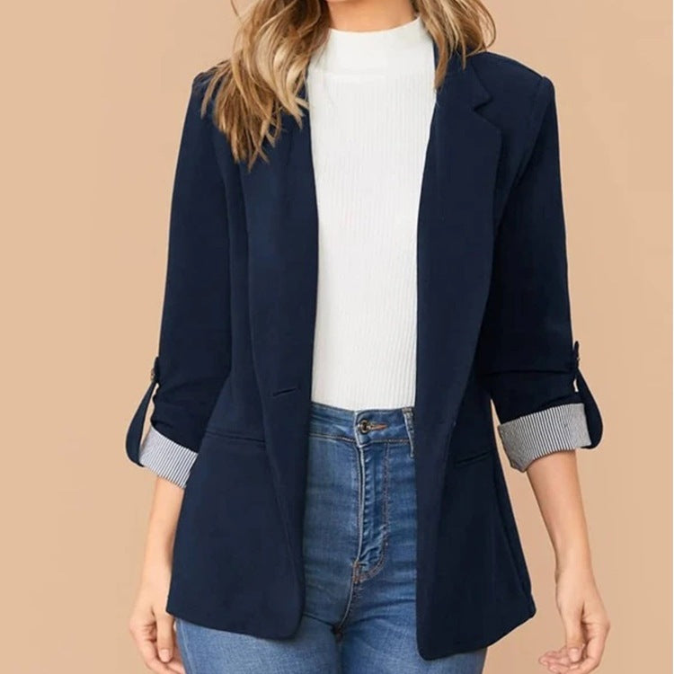 Damen Eleganter lässiger Blazer mit umschlagbaren Ärmeln und klassischem Schnitt Sovae