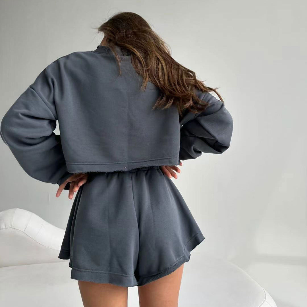 Damen Freizeitoberteil und kurze Shorts Set Sovae