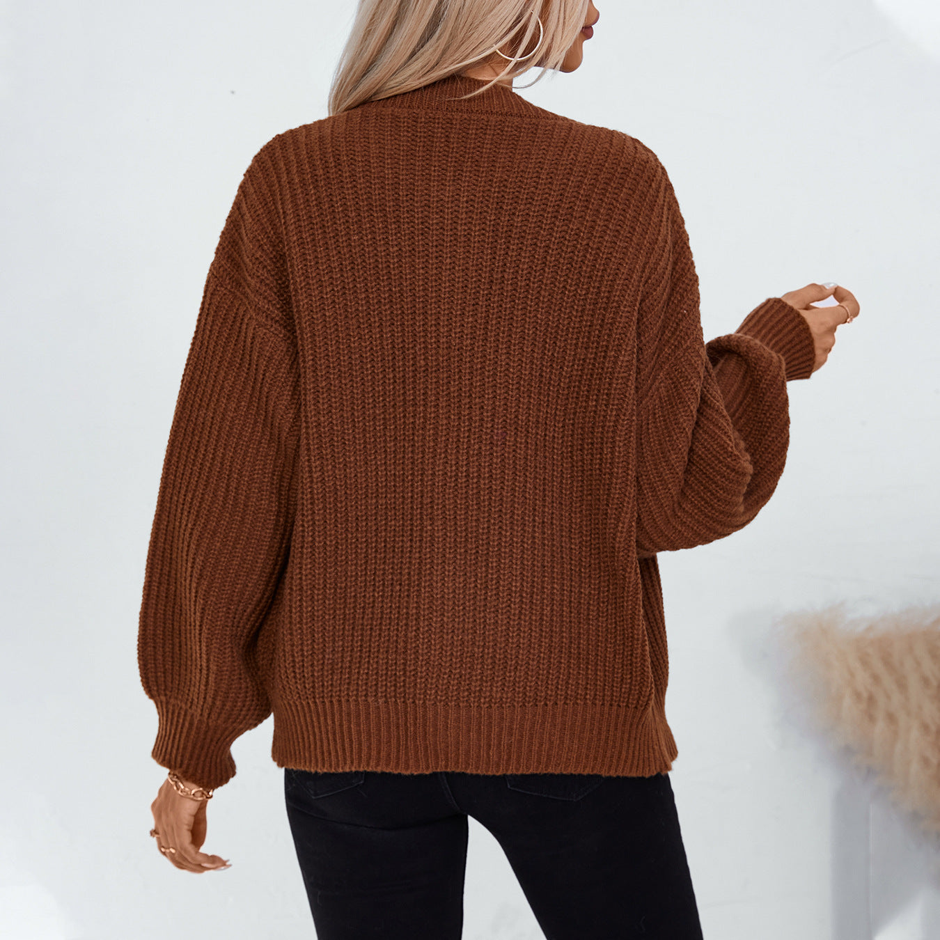 Damen gemütliche Strickjacke mit großen Knöpfen und lässigem Schnitt Sovae