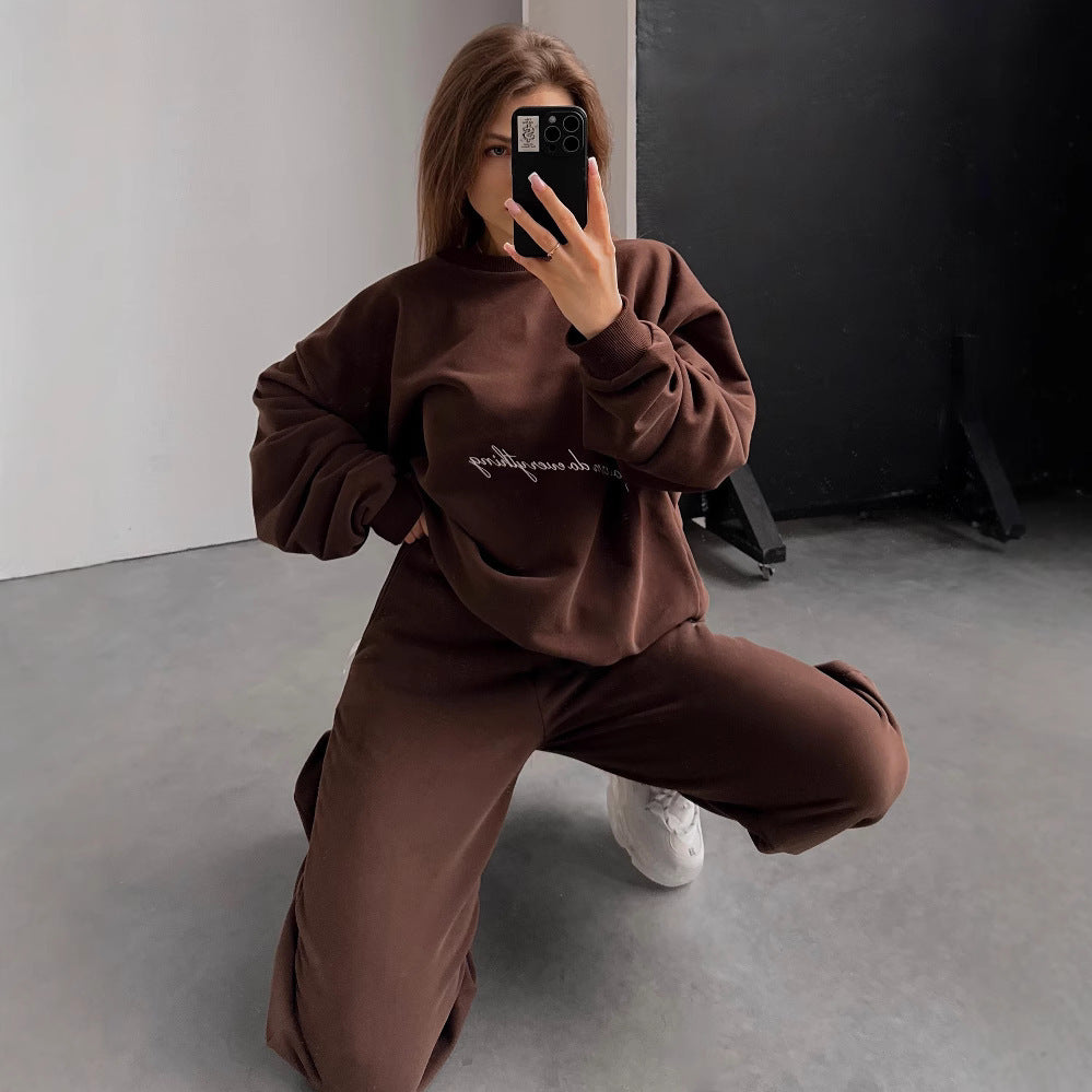 Damen gemütlicher Sweater und entspannte Hose Set Sovae