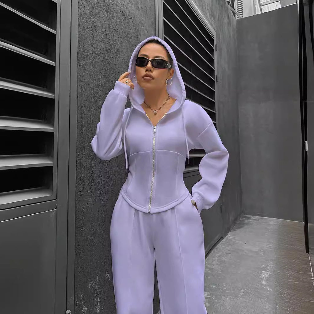 Damen modischer Zip-Hoodie mit tailliertem Schnitt Sovae