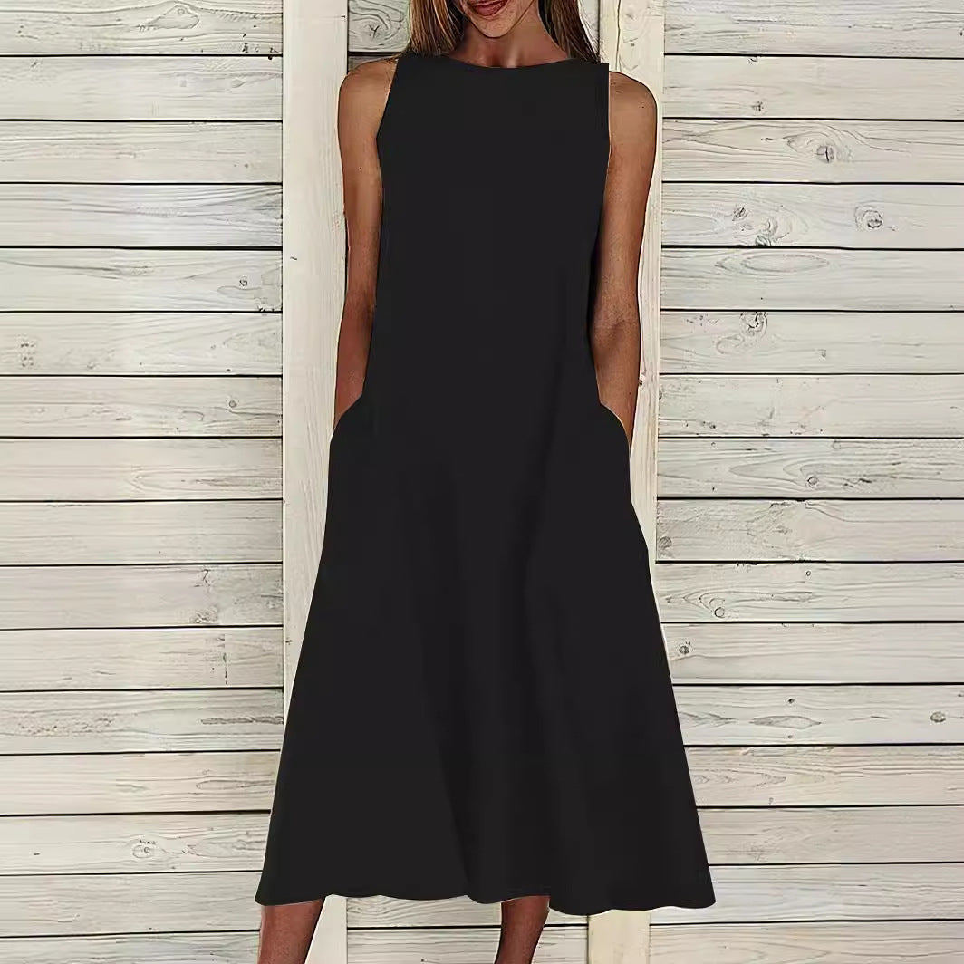 Damen lässiges Maxikleid mit großzügigen Taschen und elegantem Schnitt Sovae