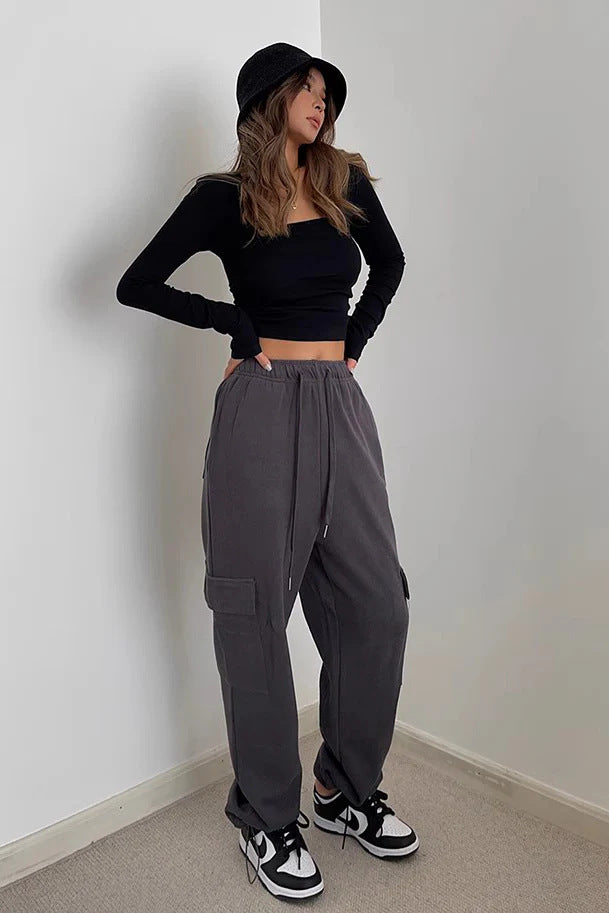 Damen modische Cargo-Hose mit elastischem Bund Sovae