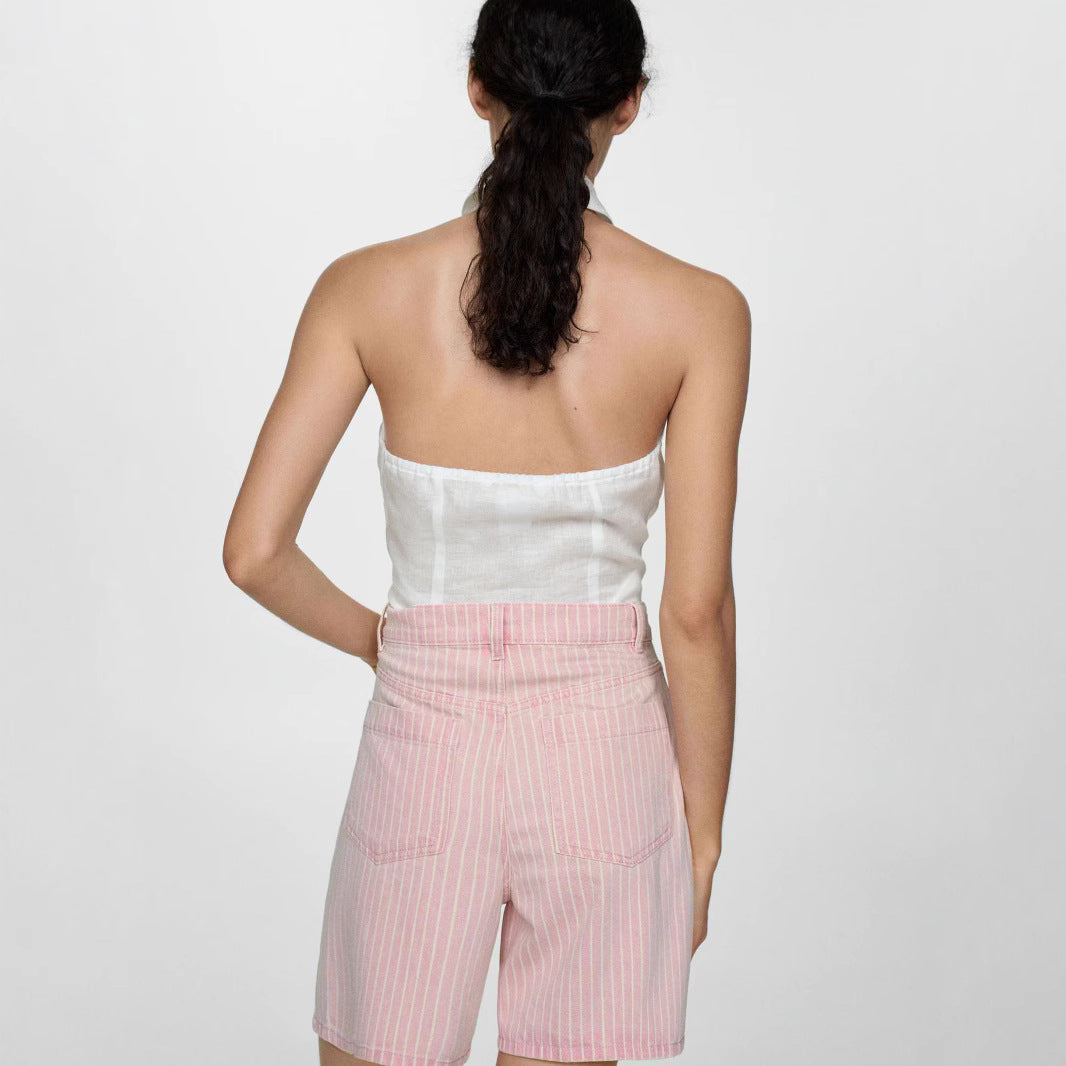 Damen Praktische lässige Shorts mit Streifen Sovae