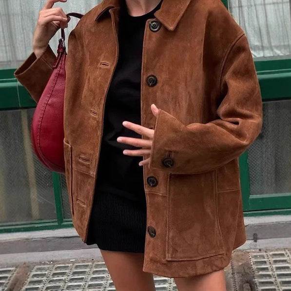 Damen trendige Utility-Jacke aus hochwertigem Material mit praktischen Taschen Sovae