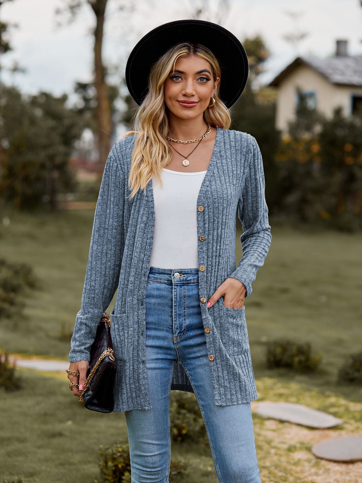 Damen Strickjacke mit strukturiertem Muster und praktischen Taschen Sovae 1753970709