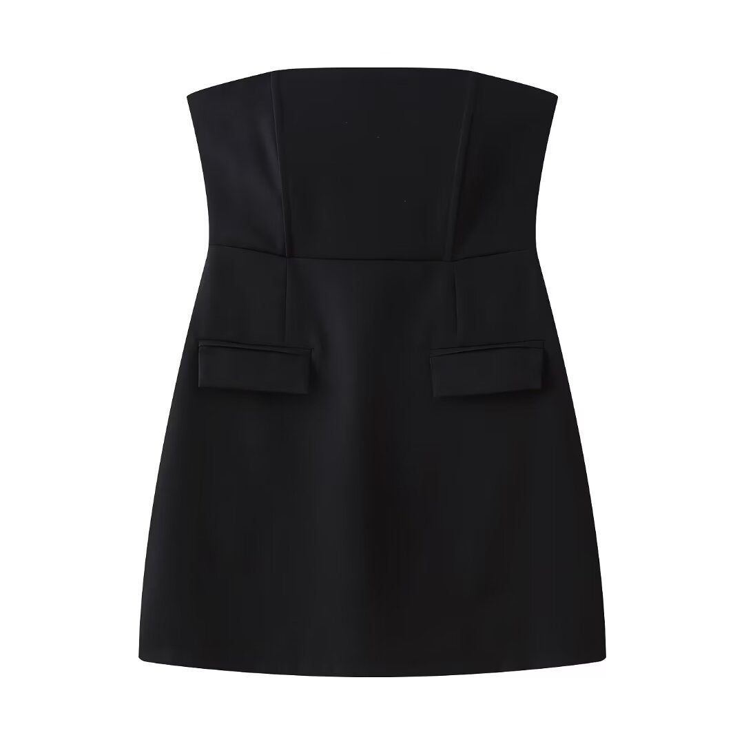 Damen ärmelloses Kleid mit modernen Taschen und figurbetontem Schnitt Sovae