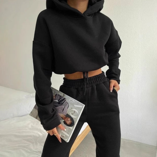 Damen cropped Hoodie und Jogginghose Set Sovae