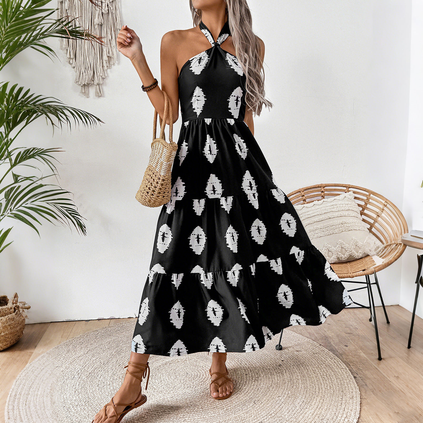 Damen Maxikleid mit asymmetrischem Träger und lässigem Schnitt Sovae