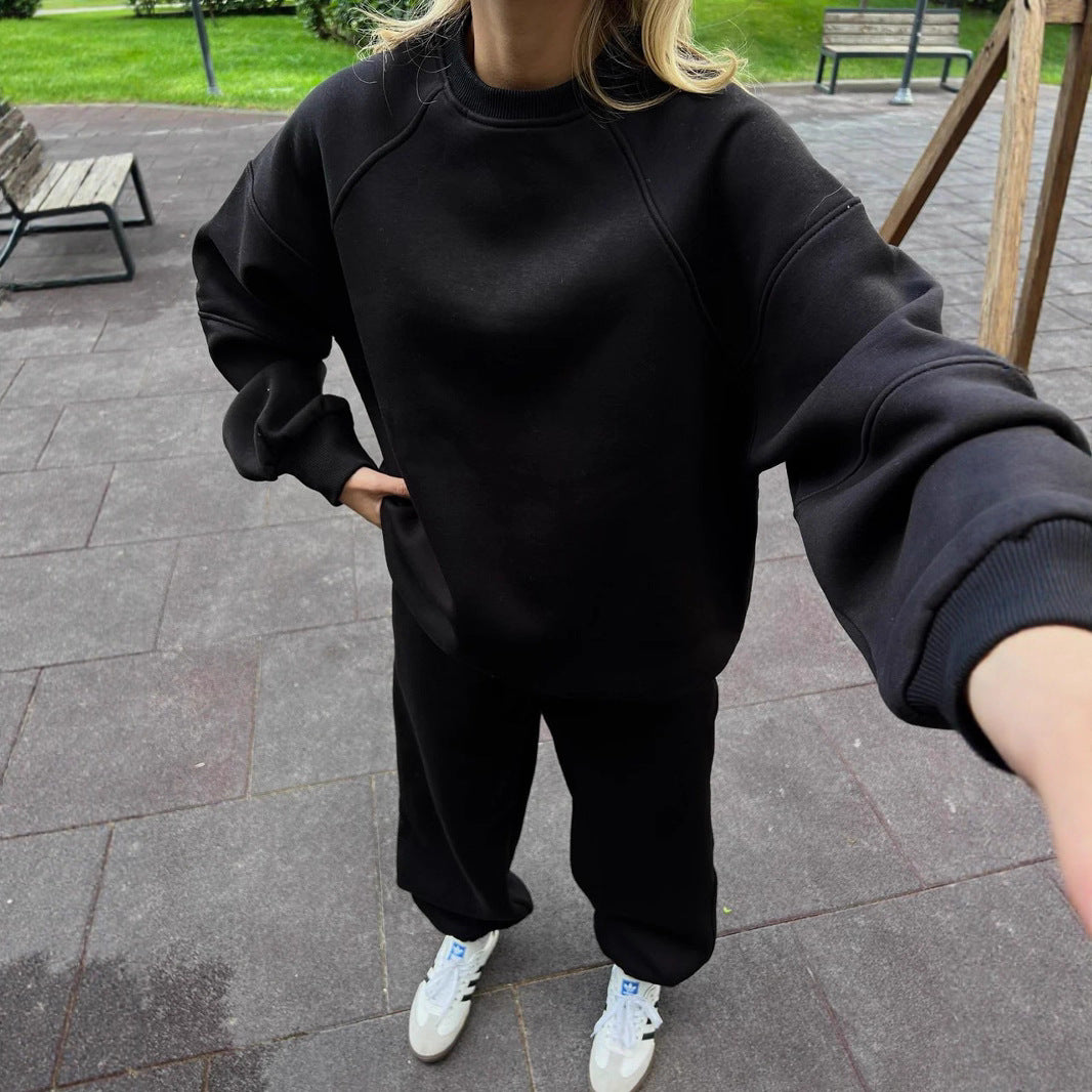 Damen gemütliches Fleece-Loungewear-Set mit lässigem Schnitt Sovae