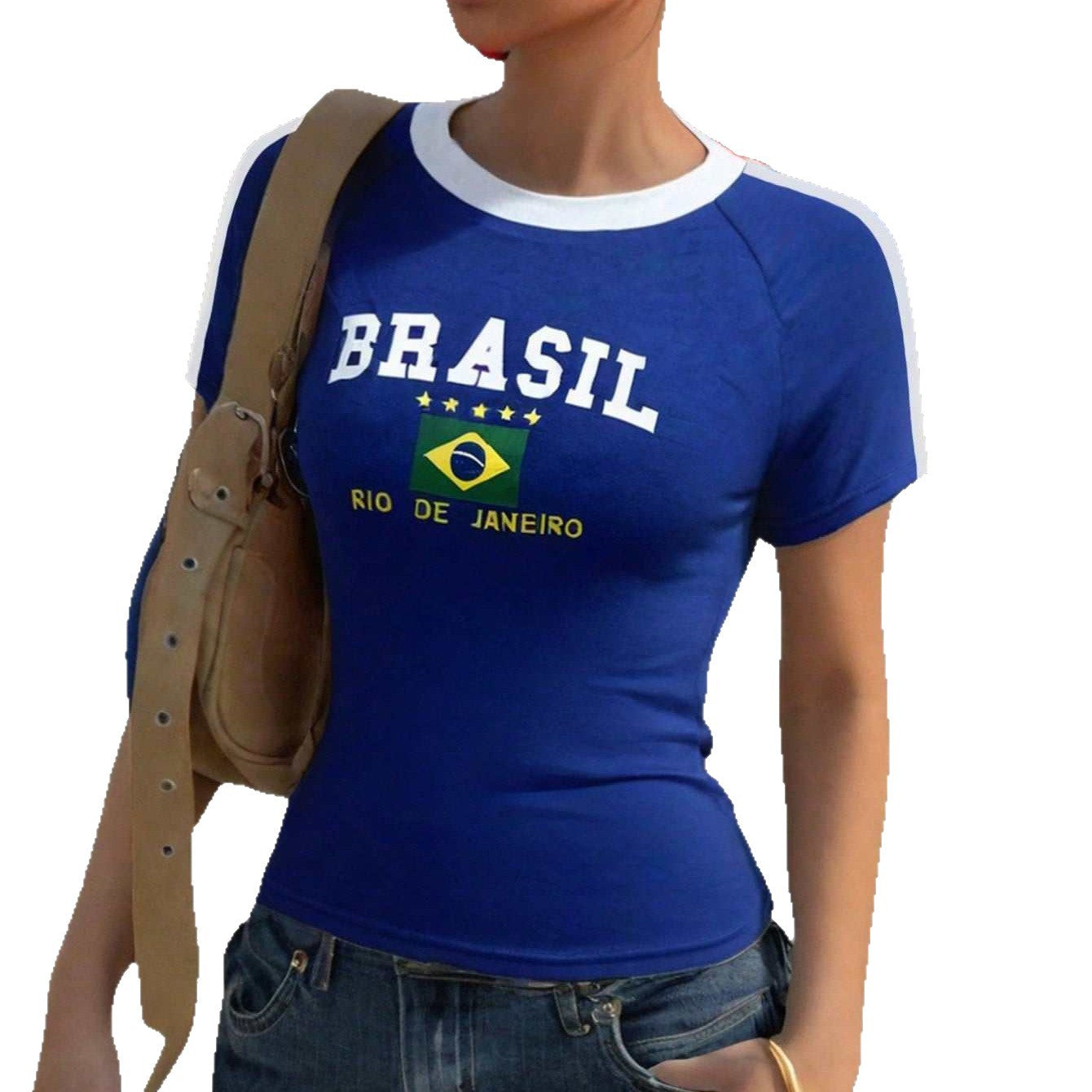 Damen Sportliches T-Shirt mit Brasil-Motiv Sovae