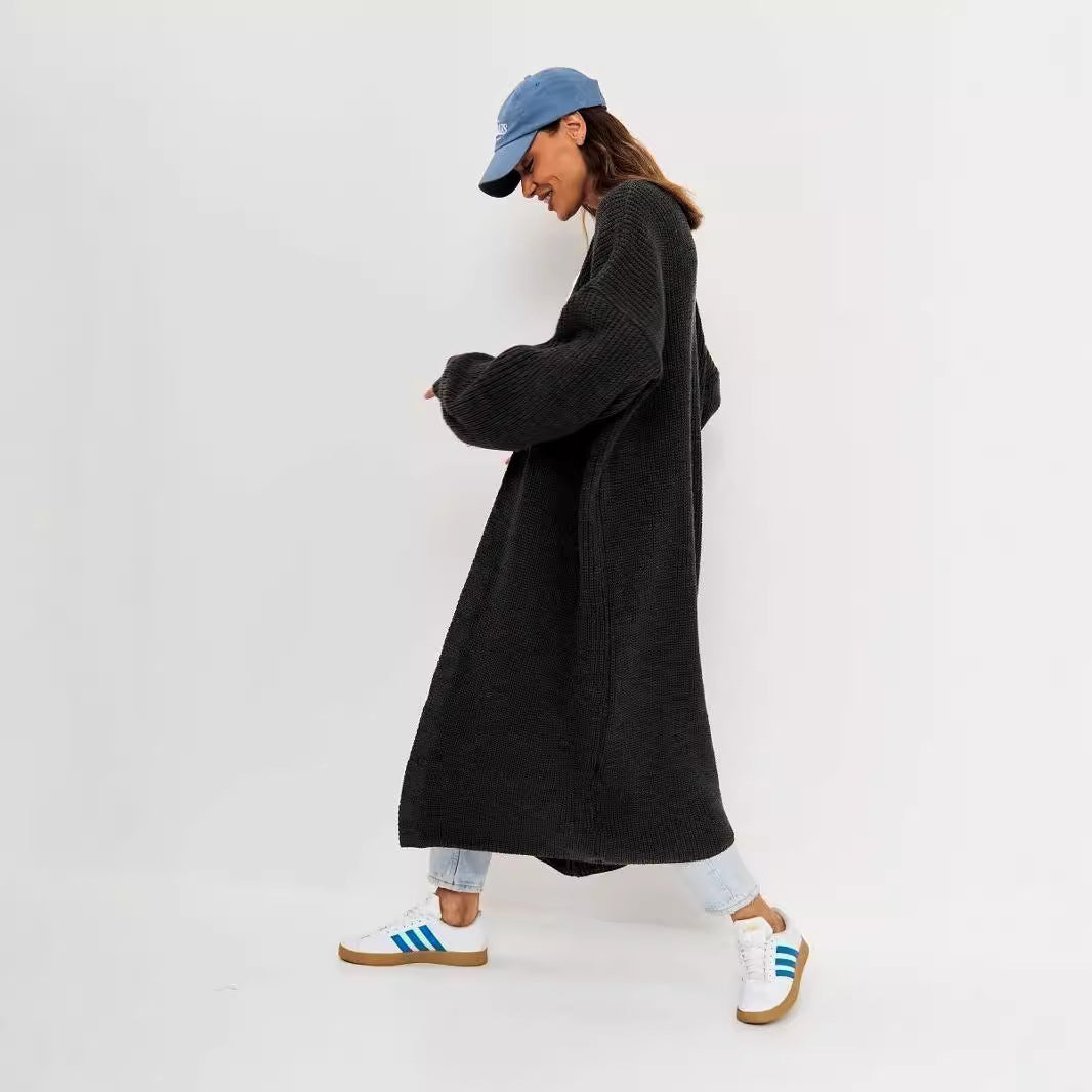 Damen Großer Strickmantel mit offener Front und lässiger Silhouette Sovae