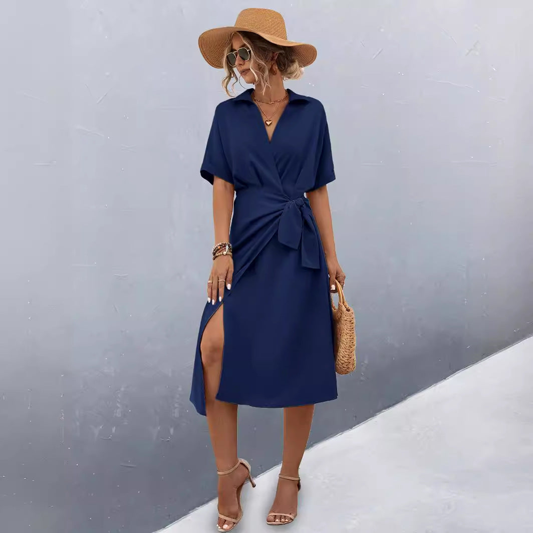 Damen Midikleid mit Wickeloptik Sovae