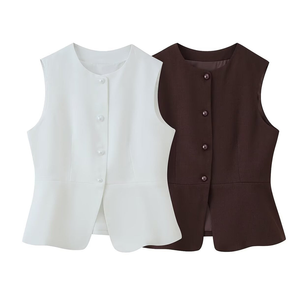 Damen ärmellose Blazer-Jacke Sovae