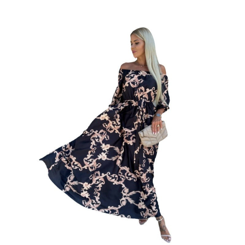 Damen Maxikleid mit off-shoulder Design und voluminösen Ärmeln Sovae