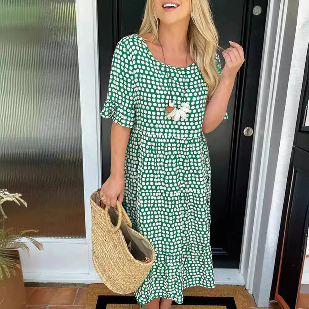Damen Midi-Kleid mit gerafftem Design und strukturierter Spitze Sovae