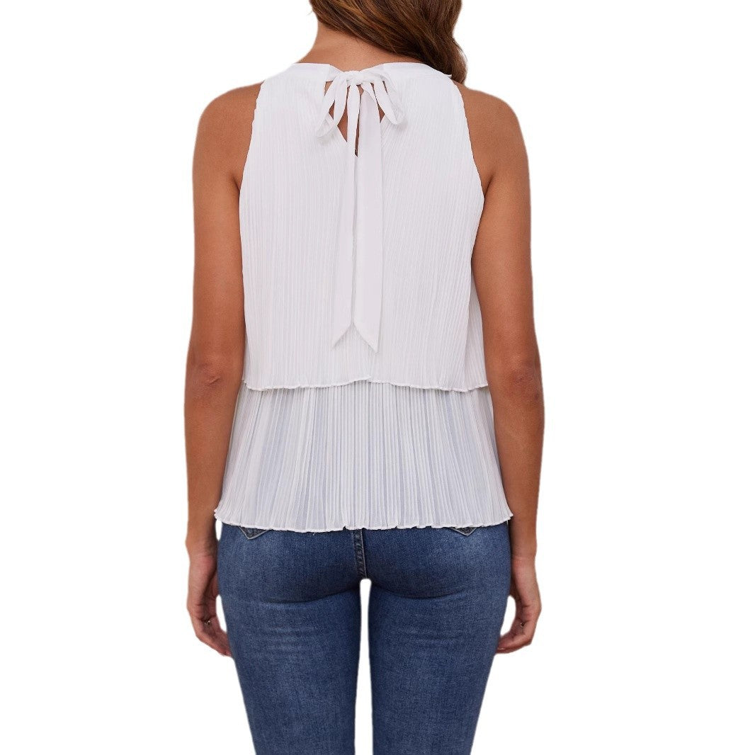 Damen Plissiertes Chiffon Top Sovae