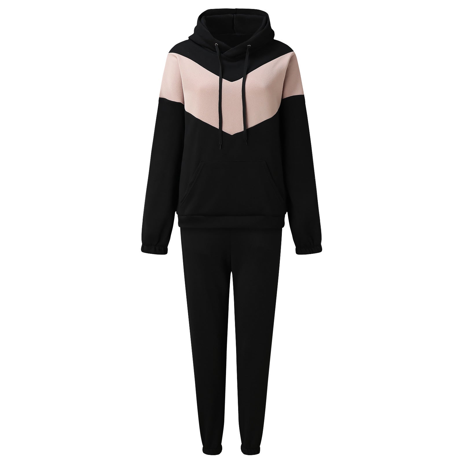 Damen Sportliches Fleece-Lounge-Set mit modernem Farbblockdesign Sovae