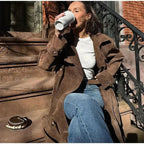 Damen Übergangsjacke aus weichem Wildlederimitat mit taillierbarem Gürtel Sovae