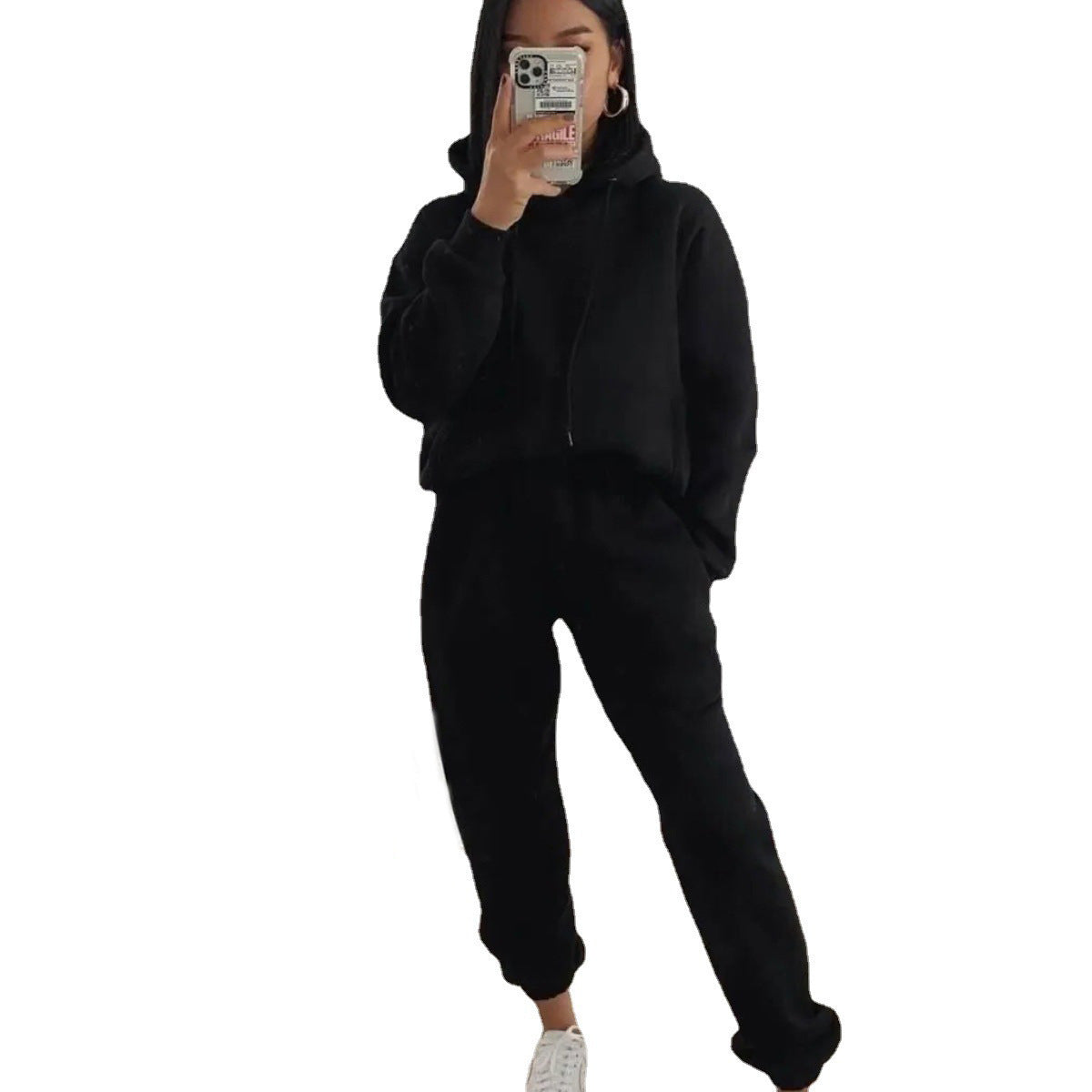 Damen lässiger Fleece-Hoodie und Jogginghose Set Sovae