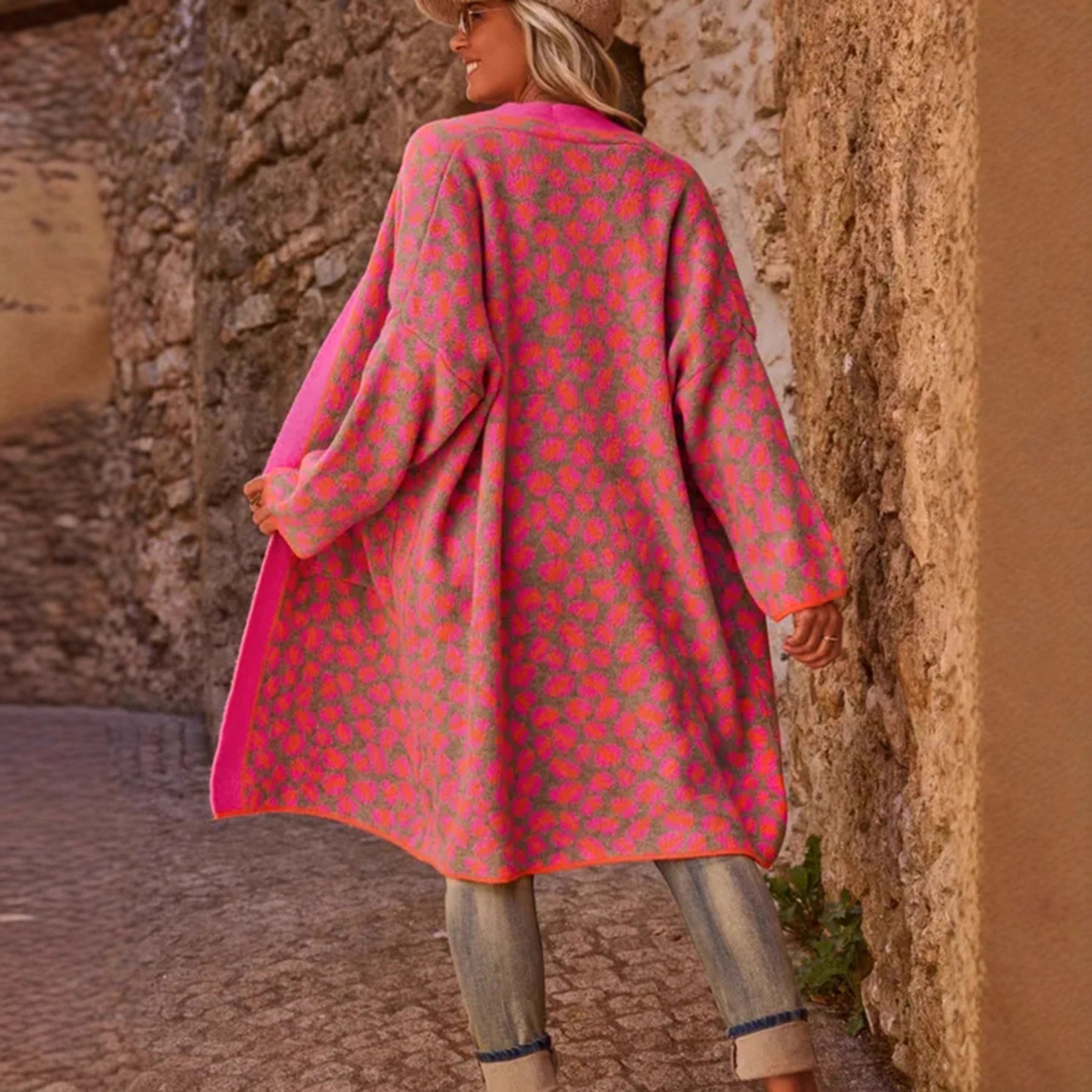 Damen modischer Cardigan mit auffälligem Muster Sovae