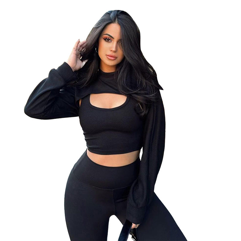 Damen modernes Crop-Top mit asymmetrischem Ausschnitt Sovae