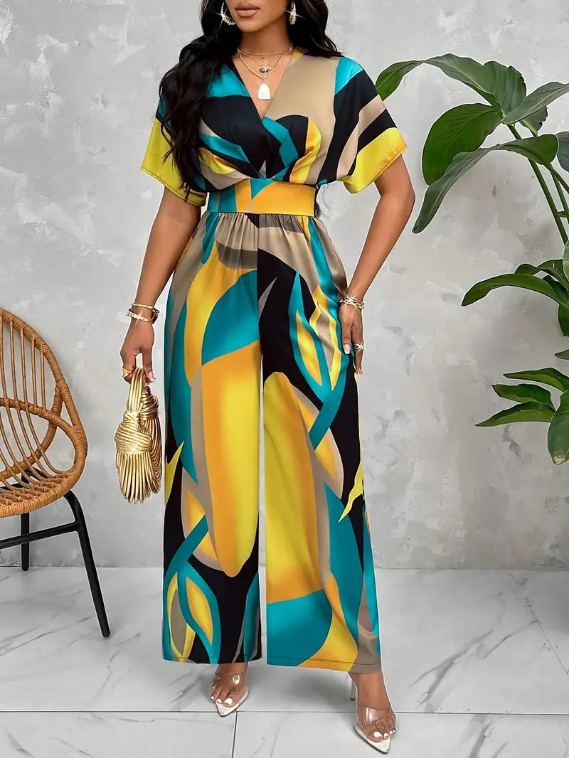 Damen Eleganter Jumpsuit mit fröhlichem Grafikdesign Sovae