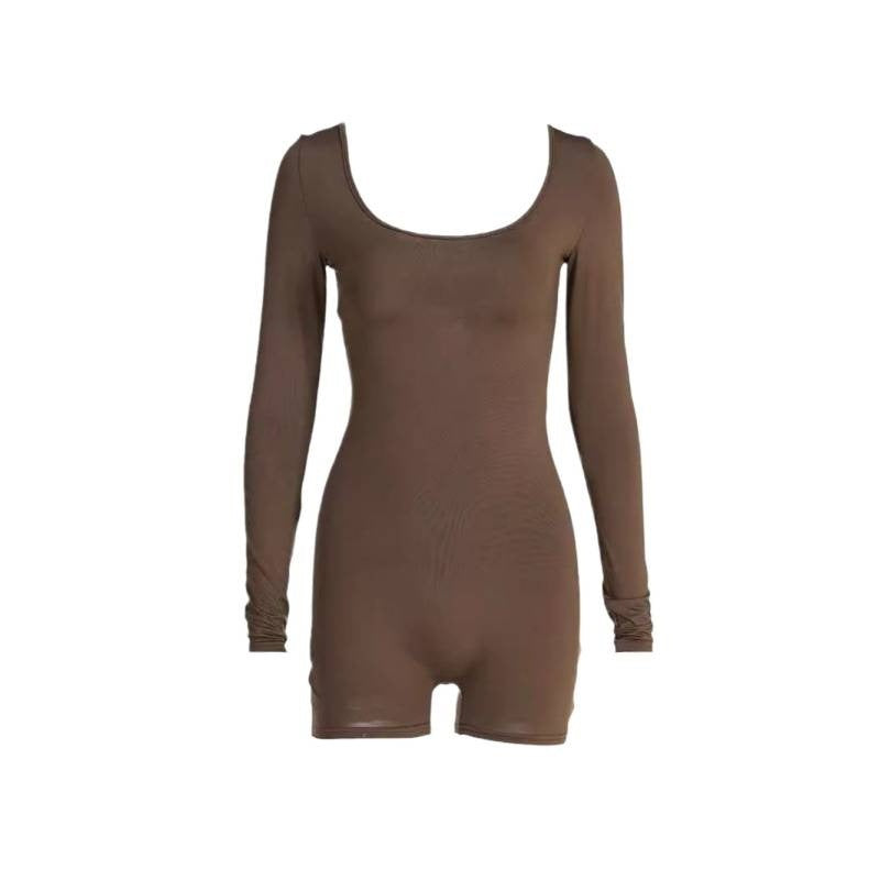 Damen Bodysuit mit langem Arm und tiefem Ausschnitt Sovae